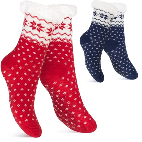Footstar Damen und Herren Winter Haussocken (1 oder 2 Paar) Kuschelsocken