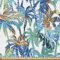 ABAKUHAUS Palmblatt Stoff als Meterware, Abstrakter Natur-Traum, Qualitäts Stoff Dekorativer Polster Heimtextilienstoff, 2M (148x200cm), Mintgrün Orange Blau