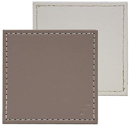 Freeform DUO Glasuntersetzer 4er Set | Taupe/Weiß | 10 x 10 cm | Beidseitig nutzbares Platzdeckchen Abwaschbar | Bis 90° Celsius hitzebeständig | Glasuntersetzer Kunstleder