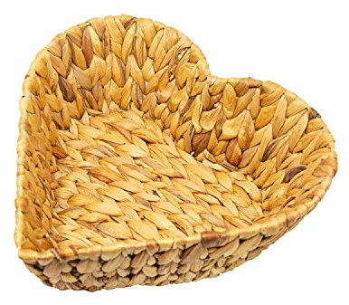 Schale aus Wasserhyazinthe in Herzform als Obstkorb Dekoschale Brotkorb 30x30x10 cm