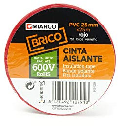 MIARCO 10791 - Cinta aislante de PVC Brico Rojo 25mm x 25m