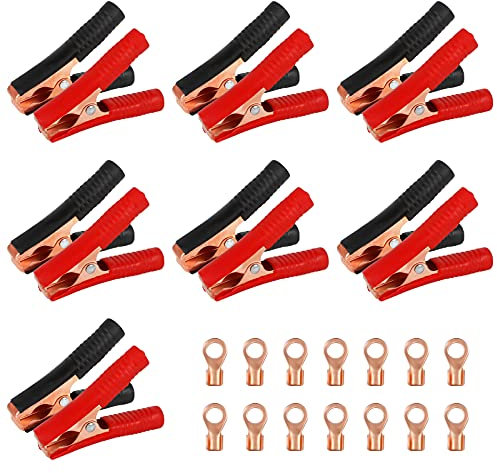 YUEYUAN 14 Pcs 9cm 100A Kupfer-Krokodilklemme Klemmen für Starthilfekabel Autobatterie Clips Auto Krokodilklemme Elektrische Autobatterie Krokodilklemmen für Batterieladegeräte