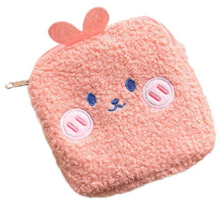 Cabilock Damenbinde Tasche Kaninchen Muster Stillkissenhalter Beutel Sammeln Taschen Münzgeldbörse Mini Kulturbeutel für Frauen Mädchen Rosa