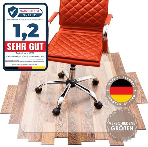 SCHMIEDWERK Bürostuhl Unterlage versch. Größen - Bodenschutzmatte für Schreibtischstuhl Antirutsch in milchweiß | Made in Germany (80x120cm)