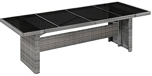 KTHLBRH (Blitzlie ferung) Gartentisch Campingtisch Beistelltisch Esstisch Gartenmöbel Campingmöbel Terrassenmöbel Garten-Esstisch Poly Rattan und Glas 240 x 90 x 74 cm