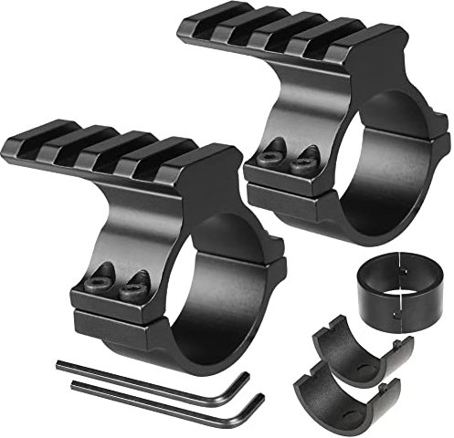 BILLION DUO 1/ 25.4mm - 30mm Rifle Scope Ring Adaptor Tactical Light Barrel Clamp Mounts for Scope Flashlight Scope Sight Optics with 4 Slot 20mm Rail on Top - 2 Pack (Y0039_2pcs)