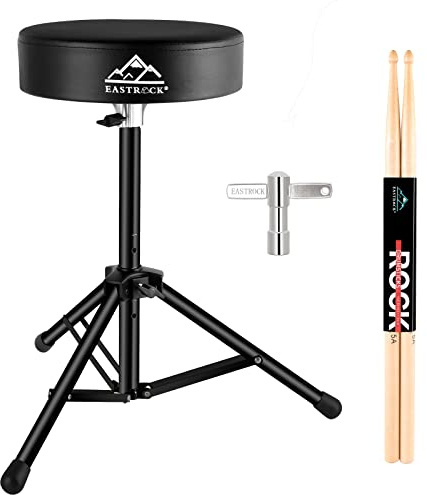 EASTROCK Drum Throne,Padded Drum Seat Drumming Stools with Anti-Slip Feet for Adults and Kids Drummers (Black Upgrade)