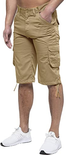 989Zé ENZO Mens Cargo Combat Shorts Summer Chino Casual Work Knee Length Pants EZS426 Shorts Beige 36