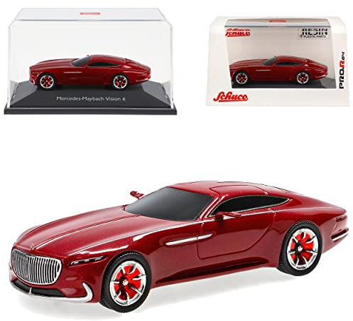 Mercedes-Benz Maybach 6 Vision Coupe rot mit Sockel und Vitrine 1/64 Schuco Modell Auto mit individiuellem Wunschkennzeichen