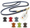 CopcoPet Hundeleine aus Fettleder 2m x 8mm Blau – 3-Fach verstellbar, geflochten – Mit Messingbeschlägen – Grifffest, robust – Umhängeleine für kleine Hunde, ideal für Spaziergang, Training