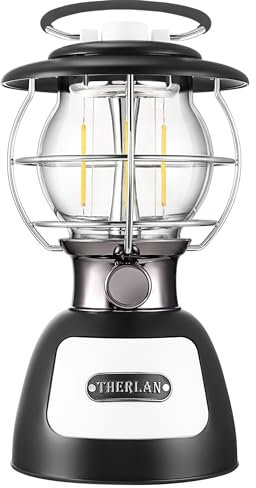 Therlan LED Campinglampe Aufladbar, 3 Lichtmodi, 250+ Std. Betriebsdauer, Stufenlos Dimmbar 4000K-6500K 350LM IP44 Wasserdicht Zeltlampe für Camping Lampe Mit Powerbank Funktion Camping Lampen
