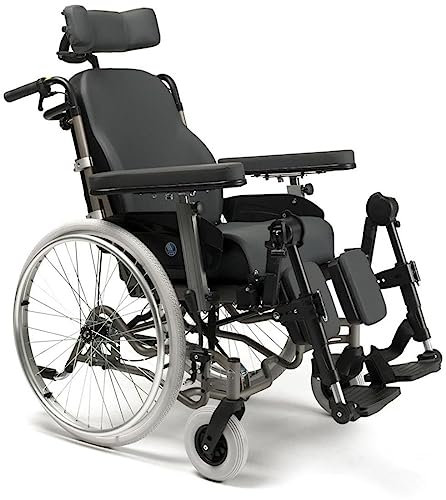 FabaCare Multifunktionsrollstuhl INOVYS II mit Trommelbremse, Pflegerollstuhl, Transportrollstuhl, Rollstuhl, höhenverstellbar, neigbar, tiefenverstellbar, Liegefunktion, Sitzbreite 50 cm