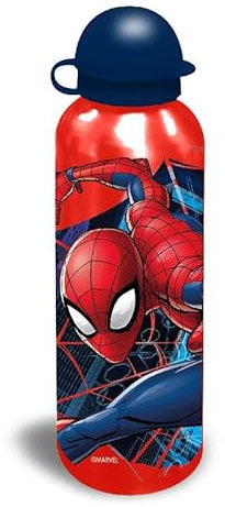 SRV Hub Spiderman - Borraccia da viaggio in alluminio, 500 ml, borraccia idratata, senza BPA, per bambini dai 3 anni in su