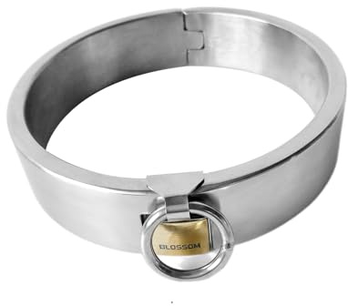 ZTHBYSB Höhe 3 cm Edelstahl Abschließbare Halsband Hals Bondage Halsreif/Kragen/Halsfesseln Fetisch Slave BDSM Restraint Erwachsene Spiele Sex Spielzeug für Paare Frauen Mann, 4 Größen,Silber,14.3cm