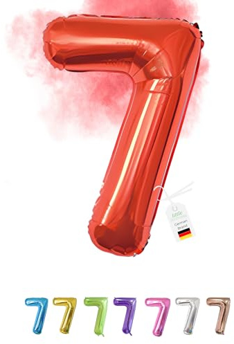 LITTLE BIRTHDAY | Zahlen Luftballon | Folienballon | Helium Gas Balloon Ballon | 101 cm | 0 1 2 3 4 5 6 7 8 9 in vielen Farben | Geburtstag | Kindergeburtstag | Deko | rot 7