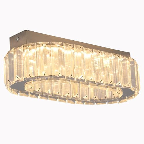 Vinilky Lámpara de Techo de Cristal, 3 Colores Regulable Moderno Empotrable de Cristal LED Accesorio de Iluminación para Sala de Estar, Comedor, Dormitorio, Cocina, Pasillo(Sin Mando a Distancia)