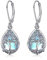 Tree of Life Ohrringe aus Sterling Silber mit Mondstein, Tree of Life Dangle Drop Ohrringe, Tropfenform Mondstein Schmuck für Frauen und Mädchen
