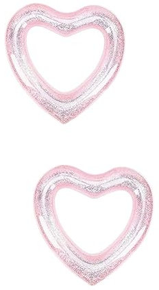 TOYANDONA 2st Liebe Schwimmring Spielzeug Schwimmreifen Lustiger Strandschwimmer Aufblasbarer Herzschwimmer Schwimmring Mit Aufblasbarem Herz Glitter-Herz-Pool-Float Herzförmig PVC Roségold