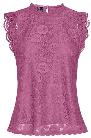 PIECES Pcolline SL Lace Top Noos BC Encaje, Ibis Rose, M para Mujer