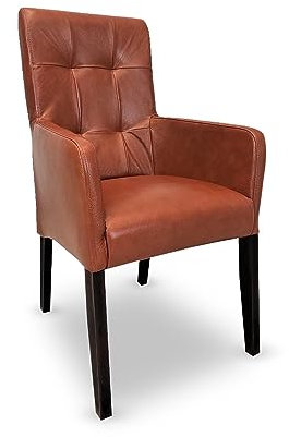 Quattro Meble Braunes Echtleder Esszimmerstühle Ledersessel David Arm Pik Extra mit hoher Rückenlehne Stühle Lederstühle Sessel mit Armlehnen Echt Leder Esszimmer Stuhl Glanz Leder Antique Tabac