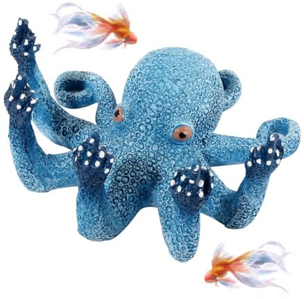 HyzaPhix Oktopus Aquarium Ornamente Fischtank Dekoration Künstlicher Harz Tintenfisch Figur Ozean Tiere Figuren für Home Deko, Tischdeko, Geschenk, Leuchtet im Dunkeln (Oktopus)