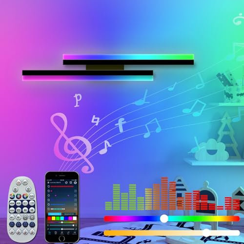 ANKBOY LED Wandleuchte Innen Smart RGB Dimmbar Wandlampe mit APP Fernsteuerung Musik-Sync 16 Millionen Farben Farbwechsel Ambientelicht Lange Wandbeleuchtung für Wohnzimmer Schlafzimmer