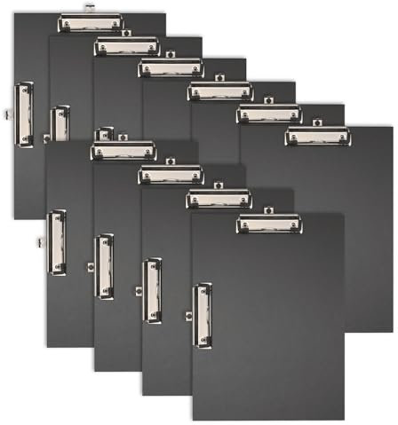 Original Falken 10er Pack Doppel-Klemmbrett Öko. Made in Germany. Für DIN A4 hoch und quer mit stabilem Pappkern und Papierbezug außen für DIN A4 schwarz Blauer Engel für Inventur und Lagerwirtschaft