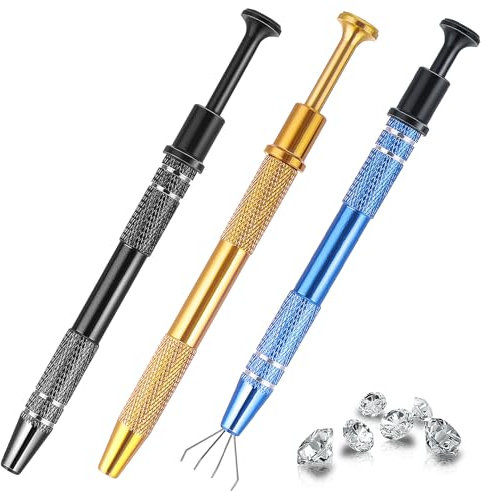 Mabor 3Pcs Piercing Kugel Aufdreher, Professionelle Diamanthalter Pick-Up-Tool Diamant Edelsteine Edelstahl Pick Up Werkzeug Kleinteile IC-Chips Elektronische Uhren Und Perlen