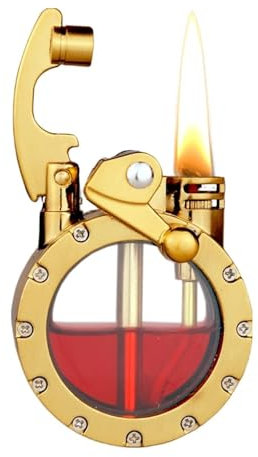 Vintage-Grabenfeuerzeug, cooles Steampunk-Kerosinfeuerzeug mit transparentem Kraftstofftank, winddicht, wiederverwendbar, weiche Flamme, antike Feuerzeugflüssigkeit, nachfüllbar, einzigartige Geschenk
