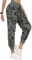JINSHI Outdoorhose Damen Tarnhosen Cargohose Lange Trekkinghose Leichte Wanderhose Freizeithose Jogginghose mit Mehrfach-Taschen Camo Grün L
