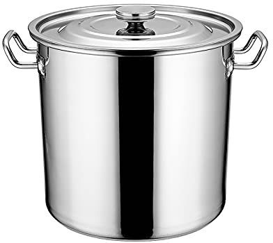 Pentola in acciaio inox pesante con coperchio, pentola di grande capacità, pentola per birra fatta in casa, pentola da cucina - 35 x 35 cm (30 L)