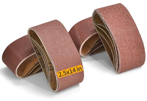 Montemono 16 PCS 2-1/2 x 14 Inch Belt Sander Sanding Belts | 65x356mm Aluminum Oxide Sander Belts 4 Each of 40/80/120/240 Grit Belt Sander Paper for Belt Sander