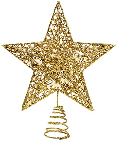 KEYIDO Christmas Star - Large Gold 3D Metal Glitter Star Topper for Christmas Tree Decoration - 24 cm