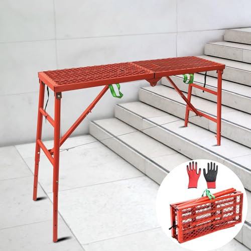 DOLEMODUO Verstellbare Leiter-Arbeitsbühne, 70 (L) x 15 (B) x verstellbare Plattformleiter für Treppen, tragbares Gerüst, 350 kg Kapazität