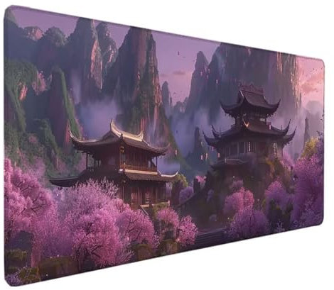 Tappetino Mouse Rosa Tappetino Gaming XXL 90 x 30 cm, Tappetino Scrivania Paesaggio Tappetino Mouse Grande Waterproof Antiscivolo, Bordi Cuciti Tappetino per Mouse per Ufficio e Gaming T-E