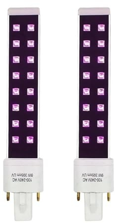 UV-Licht, UV-Polymerisationslampe, 9 W, Röhren für UV-Lampe, Nageltrockner, Lichthärtungsgerät, Quelle 365 + 405 nm für UV-Gelnägel und UV-Härtung (2 Stück, 16 LED)