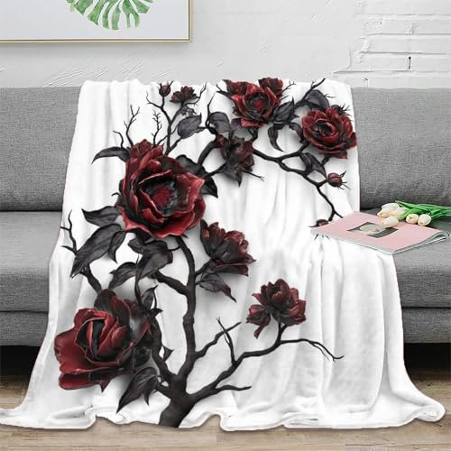 Rose Sofadecke 3D Druck Flanell Decke Couchdecke Flauschig Warm Weichen Bett Decken Kuscheldecke Für Mädchen Jungen 70x80inch(180x200cm)