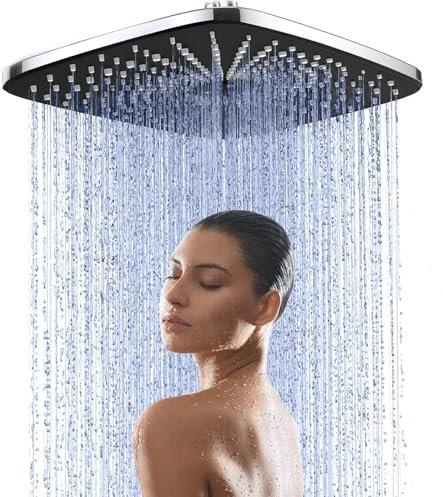 JINYOMFLY Cabezal de Ducha Lluvia Grande, 30cm Alcachofa Ducha Grande Cuadrado, Rociador Ducha Efecto Lluvia, Alcachofas Fijas para Ducha de Alta Presión