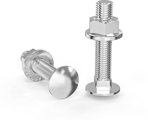Wavanta M8 Coach Bolts, M8 x 40mm Carriage Bolts with Flange Hexagon Nuts, Zinc Plated, Carbon Steel, Coach Screws, Pack of 20