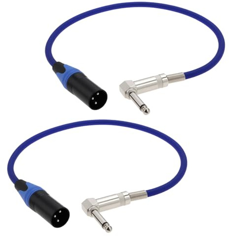 EMSea 2Pcs Right Angle 1/4 TS to XLR 3Pin Male Microphone Audio Cable 22awg for Micphone Mixer Instruments(53cm)