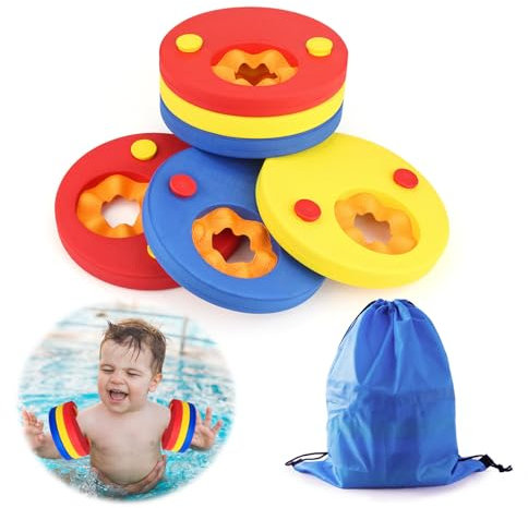 6PCS Manguitos Piscina para Niños, Espuma Eva Manguitos Discos, 2-6 años Piscina Discos Flotadores, Manguitos Dolphin, Flotador Bebe con Bolsa de Almacenamiento Portátil
