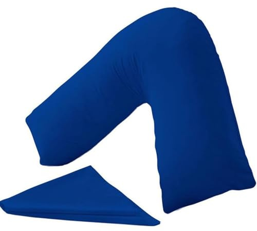 KANAK V Shaped Pillowcase Plain Polycotton Back & Neck Support V Pillow cover Orthopaedic/Pregnancy/Nursing Pillow Case Cover Only (Royal Blue)