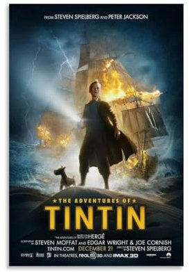 The Adventures of Tintin, wasserfeste und schmutzabweisende dekorative Gemälde, High-Definition-Poster, geeignet für mehrere Szenarien in Wohnzimmer, Schlafzimmer und Büros, ungerahmt, 50 x 75 cm