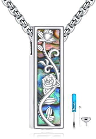 URONE Urn Necklace for Ashes 925 Sterling Silver Cremation Pendant That Holds Ash Memorial Jewellery Gifts for Loved Ones