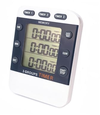 Lancoon Temporizador Magnético Pantalla Grande 3 Temporizadores Cuenta Atrás/Adelante Independientes Botones Grandes Control Volumen para Cocina Estudio