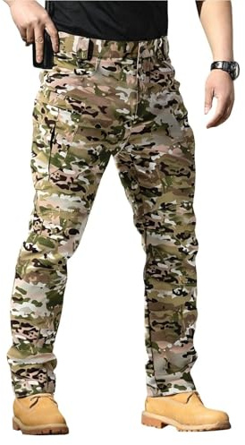 Generisch Pantaloni da trekking da uomo con stampa mimetica, impermeabili, comodi, da alpinismo, da lavoro, da trekking, da caccia, elasticizzati, dritti, Z05tarnung, M