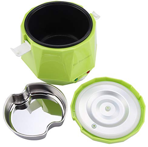 Akozon Akozon 12V 100W Multifunzionale Fornello di Riso Elettrico Fornello a Vapore per Auto Casa 1 Capacità 3L Soluzione di Cottura Portatile in Verde (GREEN)