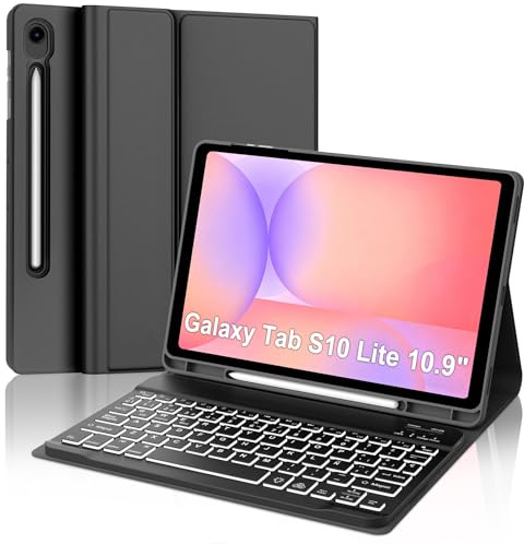 FOGARI Teclado para Samsung Galaxy Tab S10 Lite/S10 FE/S9 FE 10.9 | Español Ñ Teclado Retroiluminado Magnético Desmontable Bluetooth para Tablet Samsung Tab S10 Lite/S10 FE 10.9 2025, Negro