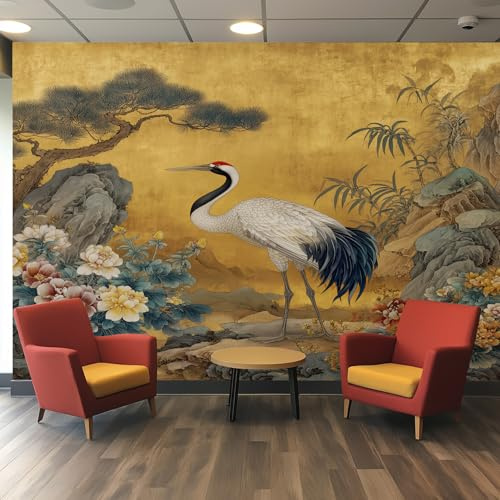 Tapete Chinoiserie, Fototapete Japan Chinesisch Kunst Küche Wohnzimmer Schlafzimmer, 350x256 cm, Vliestapete, Poster Tapeten, Wandtapete