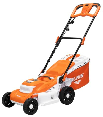 RURIS RXE1800 Comfort Tosaerba elettrico 1800 W larghezza 400 mm 7 altezze 25-75 mm 3 funzioni Mulching Vasca 40 L Stoccaggio Verticale Manico Schiuma Comfort Pro